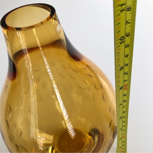 Large Crate & Barrel Amber Vase with circle indents 11x7 - Picture 12 of 12